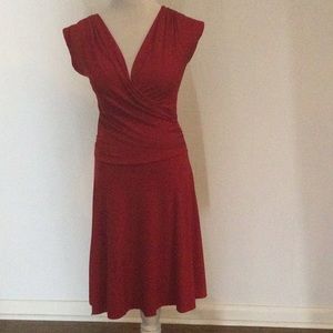 Red Sleeveless V-Neck Dress